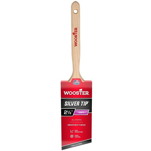Wooster 2-1/2" Angle Sash Paint Brush, Silver CT Polyester Bristle, Wood Handle 5221